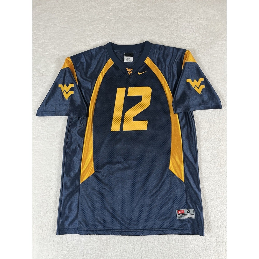 VTG Nike West Virginia Mountaineers WVU #12 Blue Football Jersey Youth‎ Sz XL 20